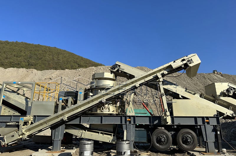 Мобильная конусная дробилка для производства заполнителей бетона